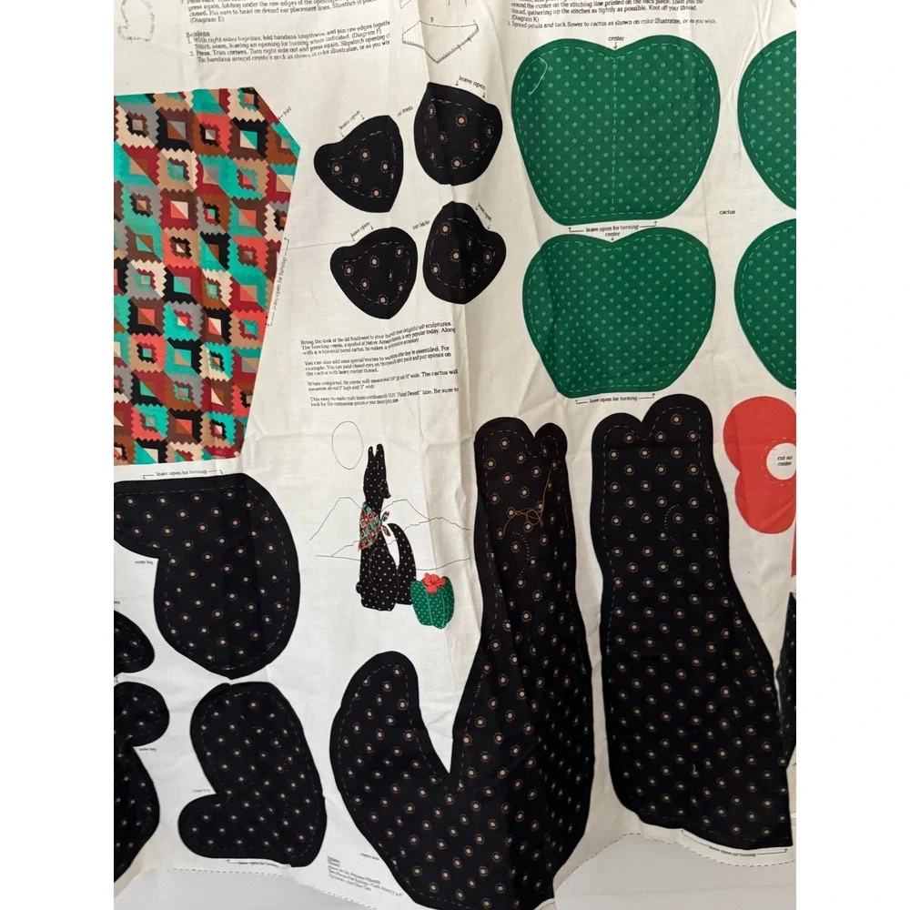 Vintage‎ VIP Fabrics Painted Desert Howling Coyote Cactus Cut Sew Fabric Panel